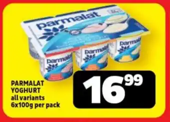 Usave PARMALAT YOGHURT all variants 6x100g per pack offer