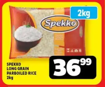 Usave SPEKKO LONG GRAIN PARBOILED RICE 2kg offer