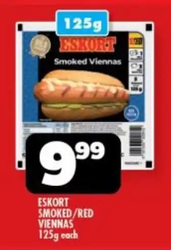 Usave ESKORT SMOKED/RED VIENNAS 125g each offer