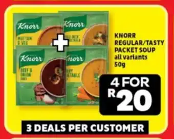 Usave KNORR REGULAR/TASTY PACKET SOUP all variants 50g offer