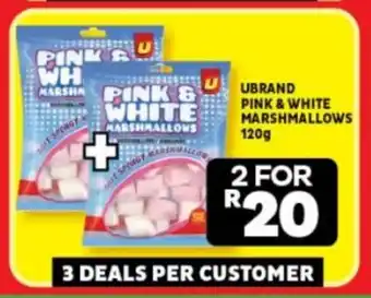Usave UBRAND PINK & WHITE MARSHMALLOWS 120g offer