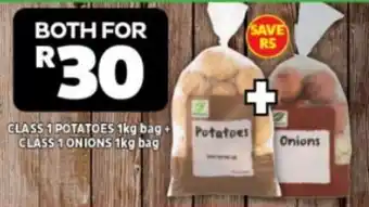 Usave CLASS 1 POTATOES 1kg bag+ CLASS 1 ONIONS 1kg bag offer