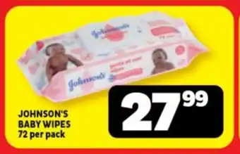 JOHNSON'S BABY WIPES 72 per pack