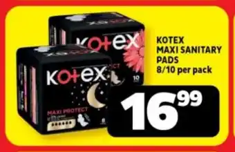 Usave KOTEX MAXI SANITARY PADS 8/10 per pack offer
