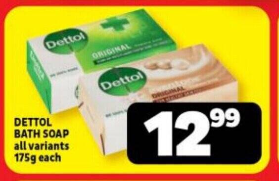 DETTOL BATH SOAP all variants 175g each offer at Usave
