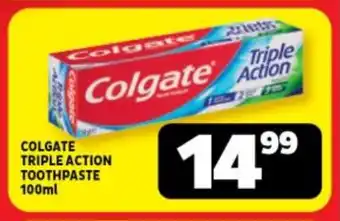 Usave COLGATE TRIPLE ACTION TOOTHPASTE 100ml offer