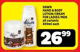 Usave DAWN HAND & BODY LOTION/CREAM FOR LADIES/MEN all variants 400ml each offer