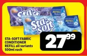 Usave STA-SOFT FABRIC CONDITIONER REFILL all variants 500ml each offer