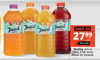 Checkers Darling Juic'd 100% Fruit Juice Blend All Variants offer