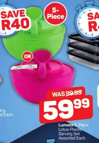 Pick n Pay Hypermarket Lumoss 5-Piece Lotus Plastic Serving Set Assorted Each offer