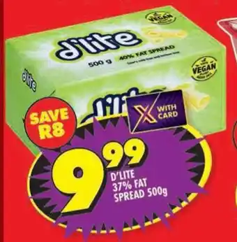 Shoprite D'LITE 37% FAT SPREAD 500g offer