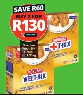 Checkers Hyper Bokomo Weet-Bix Cereal 2x1.35kg offer