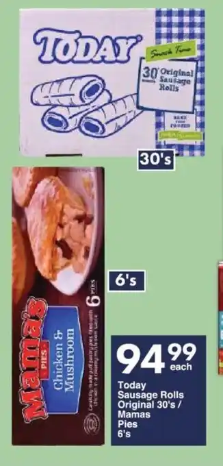 President Hyper Today Sausage Rolls Original 30's/ Mamas Pies 6's offer