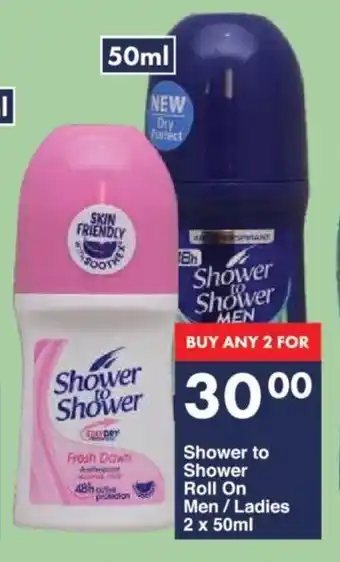 President Hyper Shower to Shower Roll On Men/Ladies 2 x 50ml offer