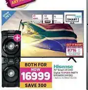 Game Hisense 70" Smart 4K UHD Digital TV Plus Party Speaker HP130-Both For offer