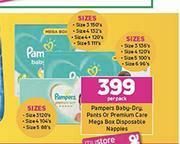 Game Pampers Baby Dry, Pants Or Premium Care Mega Box Disposable Nappies-Per Pack offer