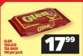 Usave Glen Tagless Tea Bags 100 per Pack offer
