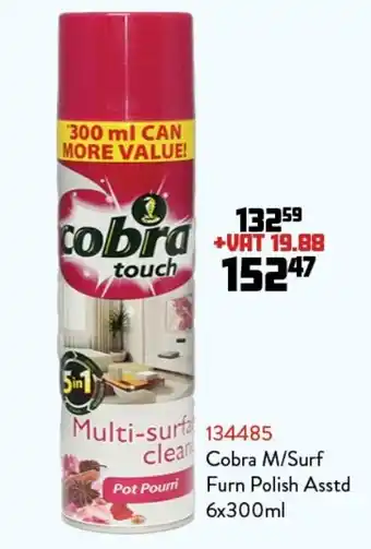 Africa Cash and Carry Cobra M/Surf Furn Polish Asstd 6x300ml offer