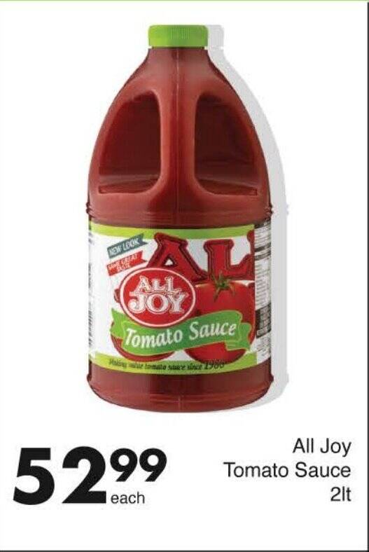 All Joy Tomato Sauce 2lt offer at Save