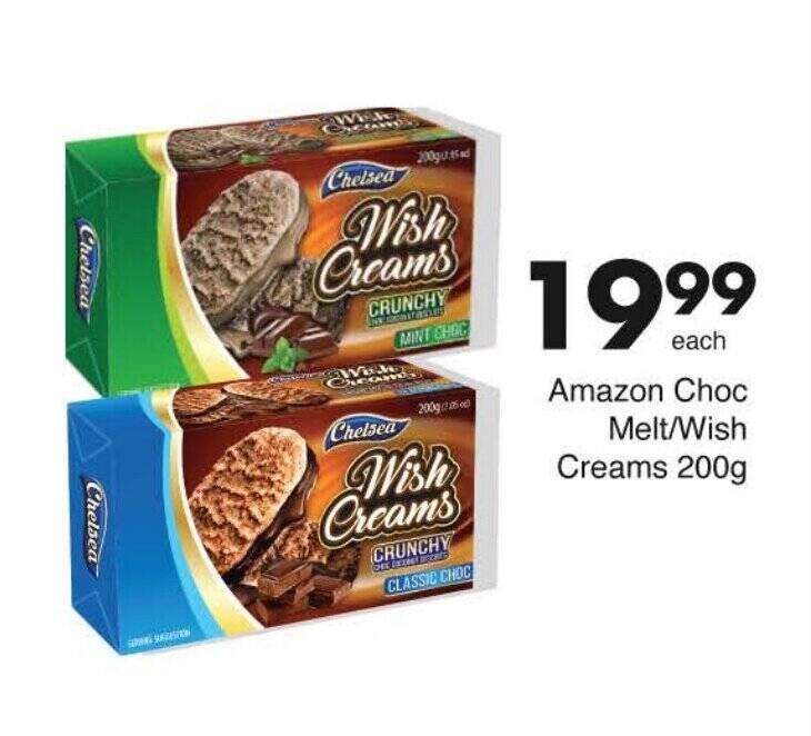 Amazon Choc Melt/Wish Creams 200g offer at Save