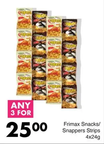 Save Frimax Snacks/ Snappers Strips 4x24g offer