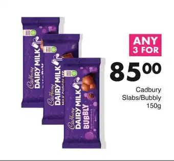 Save Cadbury Slabs/Bubbly 150g offer