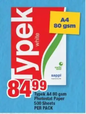 OK Foods Typek A4 80 gsm Photostat Paper 500 Sheets PER PACK offer