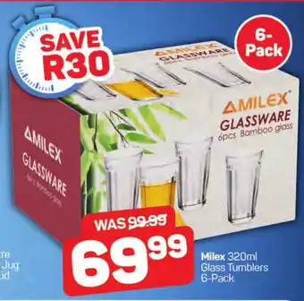Pick n Pay Milex 320ml Glass Tumblers 6-Pack offer