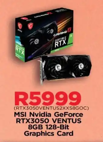 MSI Nvidia GeForce RTX3050 VENTUS 8GB 128-Bit Graphics Card