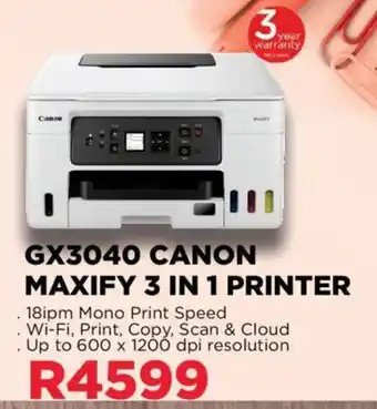 Matrix Warehouse GX3040 CANON MAXIFY 3 IN 1 PRINTER offer