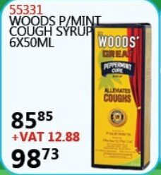 Africa Cash and Carry Woods P/mint Cough Syrup 6x50ml offer