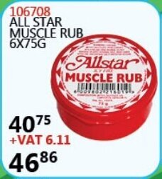 Africa Cash and Carry All Star Muscle Rub 6x75g offer