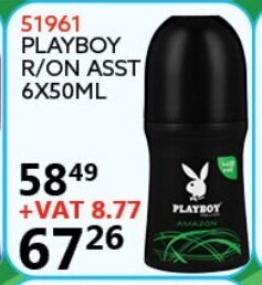 Africa Cash and Carry Playboy R/On Asst 6x50ml offer