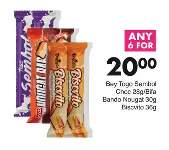 Bey Togo Sembol Choc 28g/Bifa Bando Nougat 30g Biscvito 36g