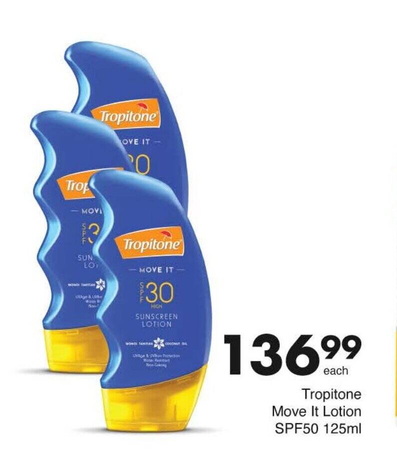 Tropitone Move It Lotion SPF50 125ml offer at Save