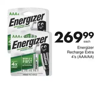 Save Energizer Recharge Extra 4's (AAA/AA) offer