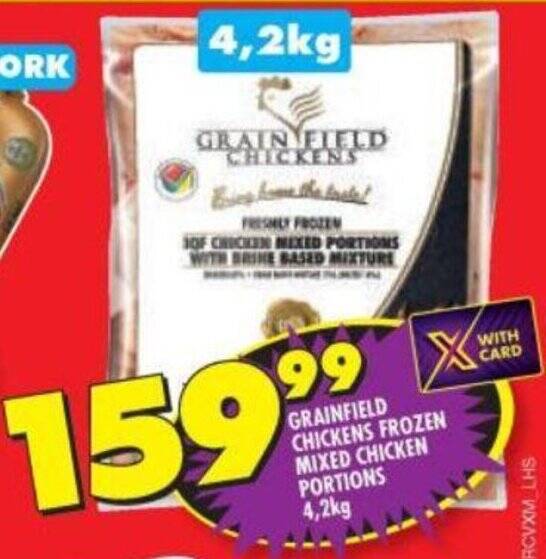 GRAINFIELD CHICKENS FROZEN MIXED CHICKEN PORTIONS 4,2kg offer at Shoprite