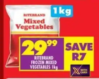 Shoprite RITEBRAND FROZEN MIXED VEGETABLES 1kg offer