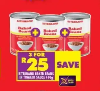 Shoprite RITEBRAND BAKED BEANS IN TOMATO SAUCE 410g offer