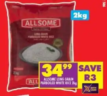 Shoprite ALLSOME LONG GRAIN ALL PARBOILED WHITE RICE 2kg offer