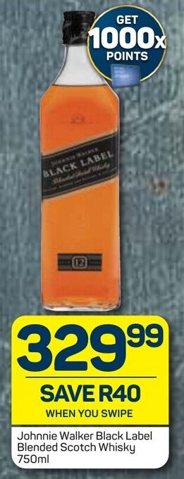 Johnnie Walker Black Label Blended Scotch Whisky 750ml