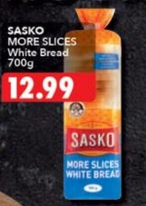 Shoprite Sasko More Slices White Bread 700g offer