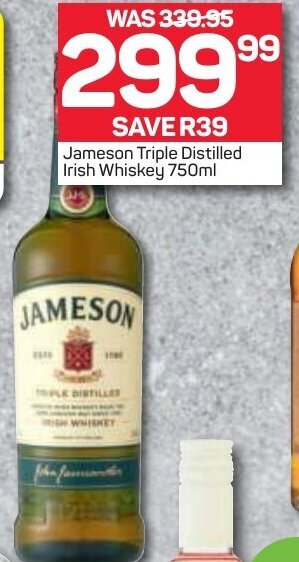Pick n Pay Liquor Jameson Triple Distilled Irish Whiskey 750ml offer