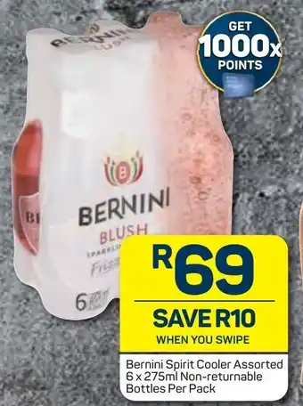 Pick n Pay Liquor Bernini Spirit Cooler Asstd 6x275ml offer