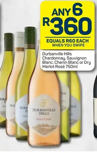 Pick n Pay Liquor Durbanville Hills Chardonnay, Sauvignon Blanc, Chenin Blanc or Dry Merlot Rosé 750ml offer