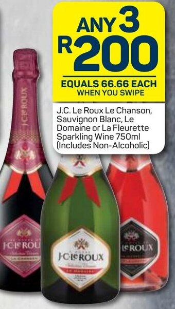 J.C. Le Roux Le Chanson, Sauvignon Blanc, Le Domaine or La Fleurette Sparkling Wine 750ml