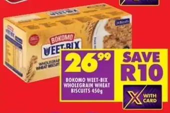 Shoprite BOKOMO WEET-BIX WHOLEGRAIN WHEAT BISCUITS 450g offer