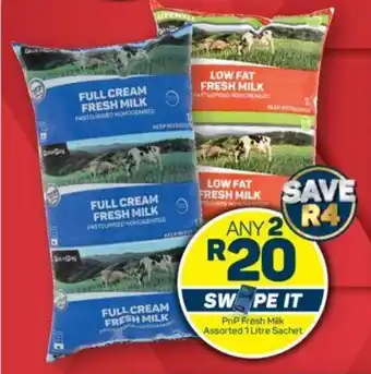 Pick n Pay PnP Fresh Milk Assorted 1 Litre Sachet offer