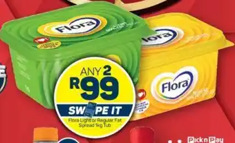 Pick n Pay Flora Light or Regular Fat Spread 1kg Tub offer