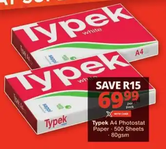 Checkers Typek A4 Photostat Paper 500 Sheets 80gsm offer